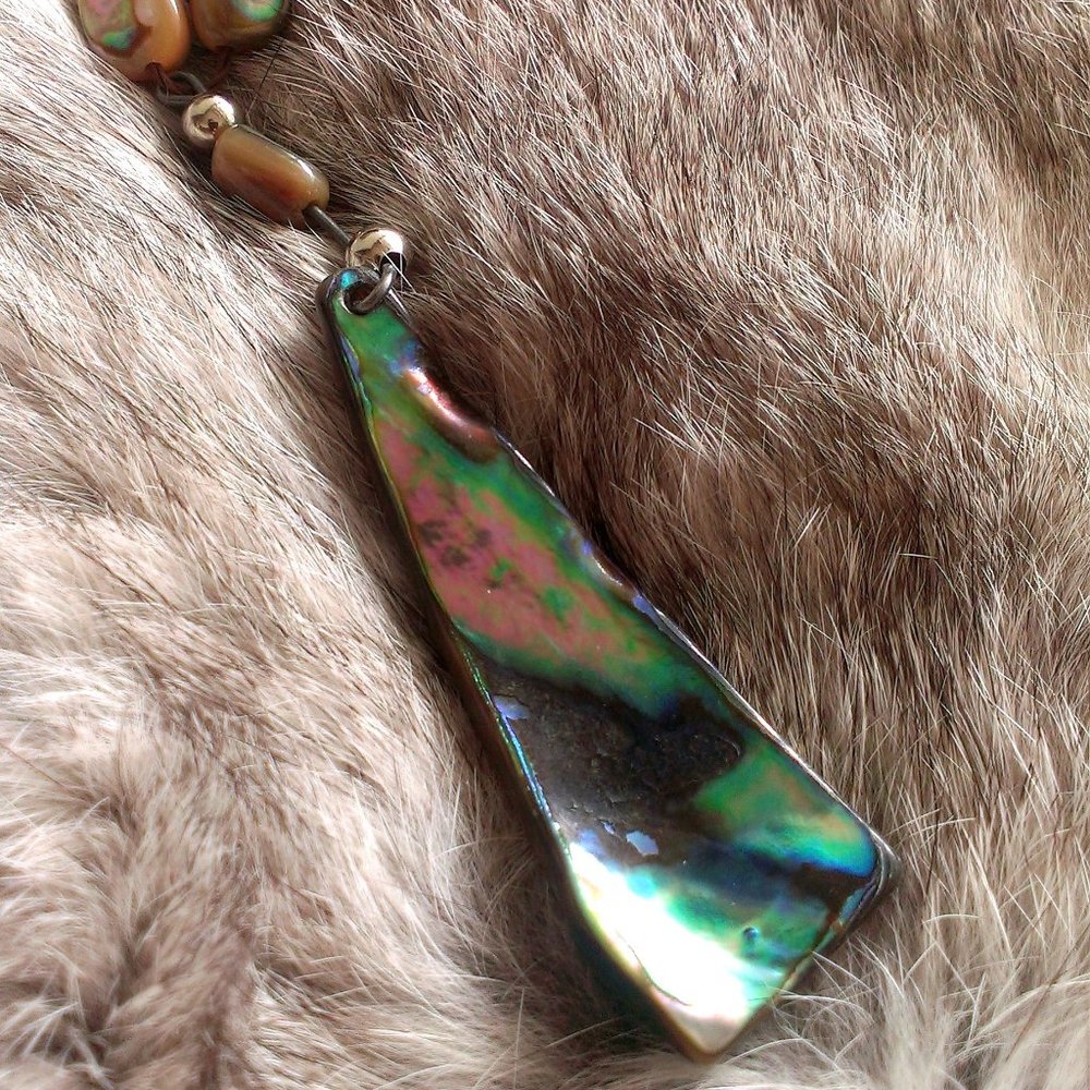 Rainbow Sea Shell Pendant Necklace